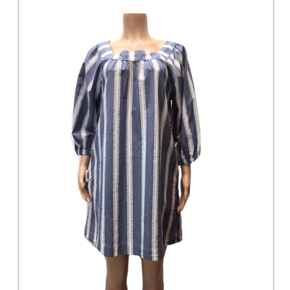 Gap Womens Blue Dobby Stripe Cotton Shift Dress - Picture 2 of 9